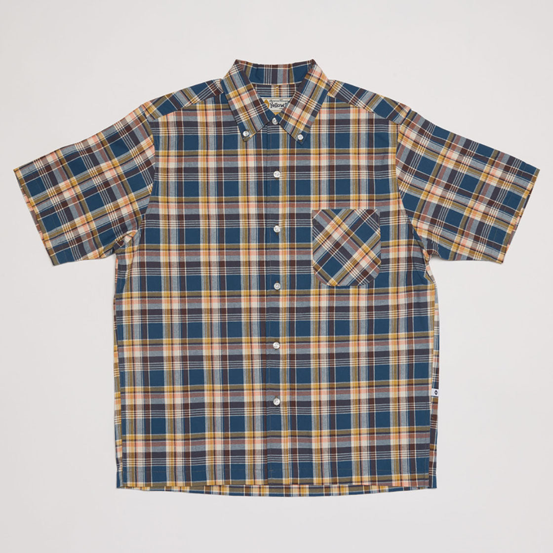 Convertible Collar Button-down Shirt (Navy x Pink)