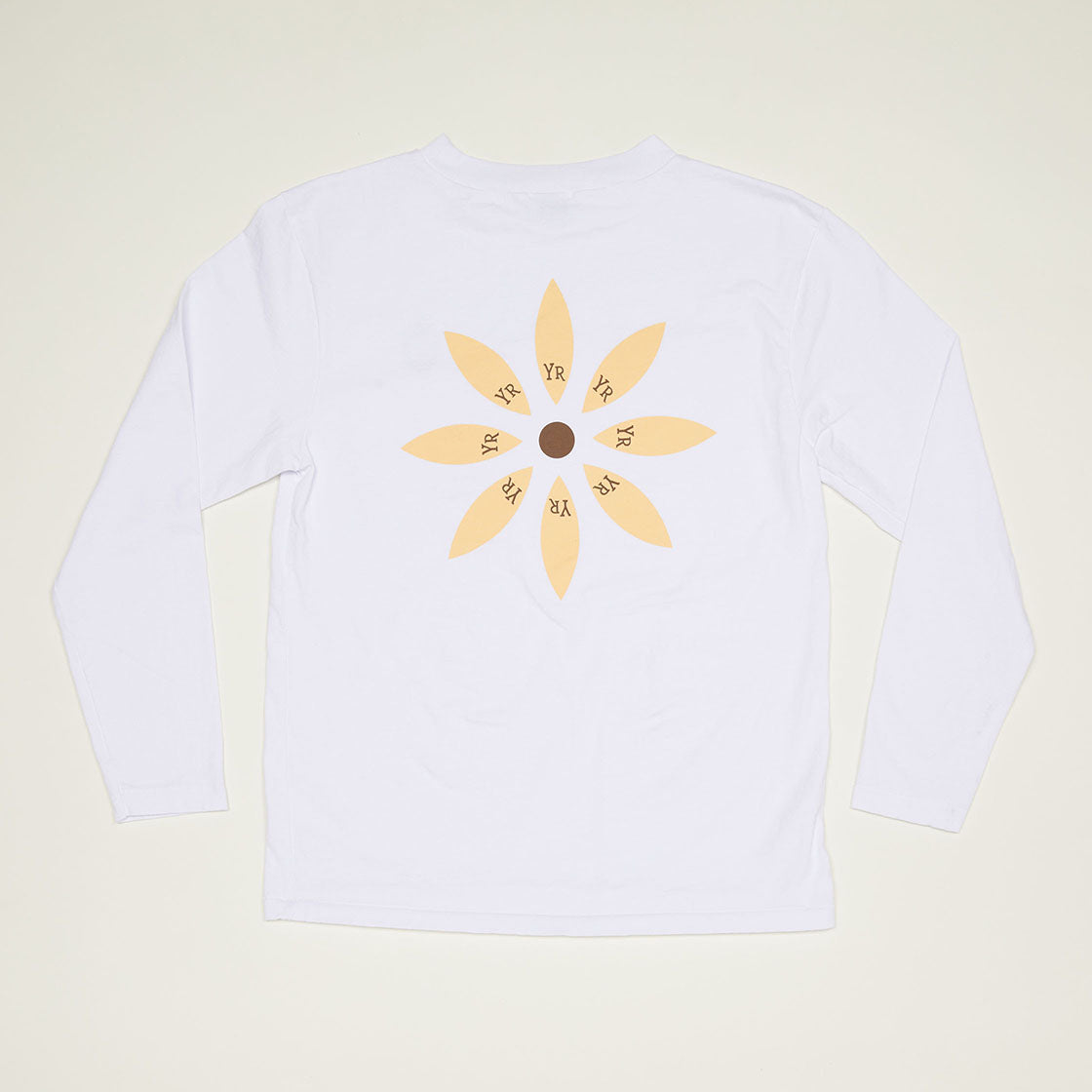 YR Flower Mock Neck Long Sleeve T-Shirt (White)
