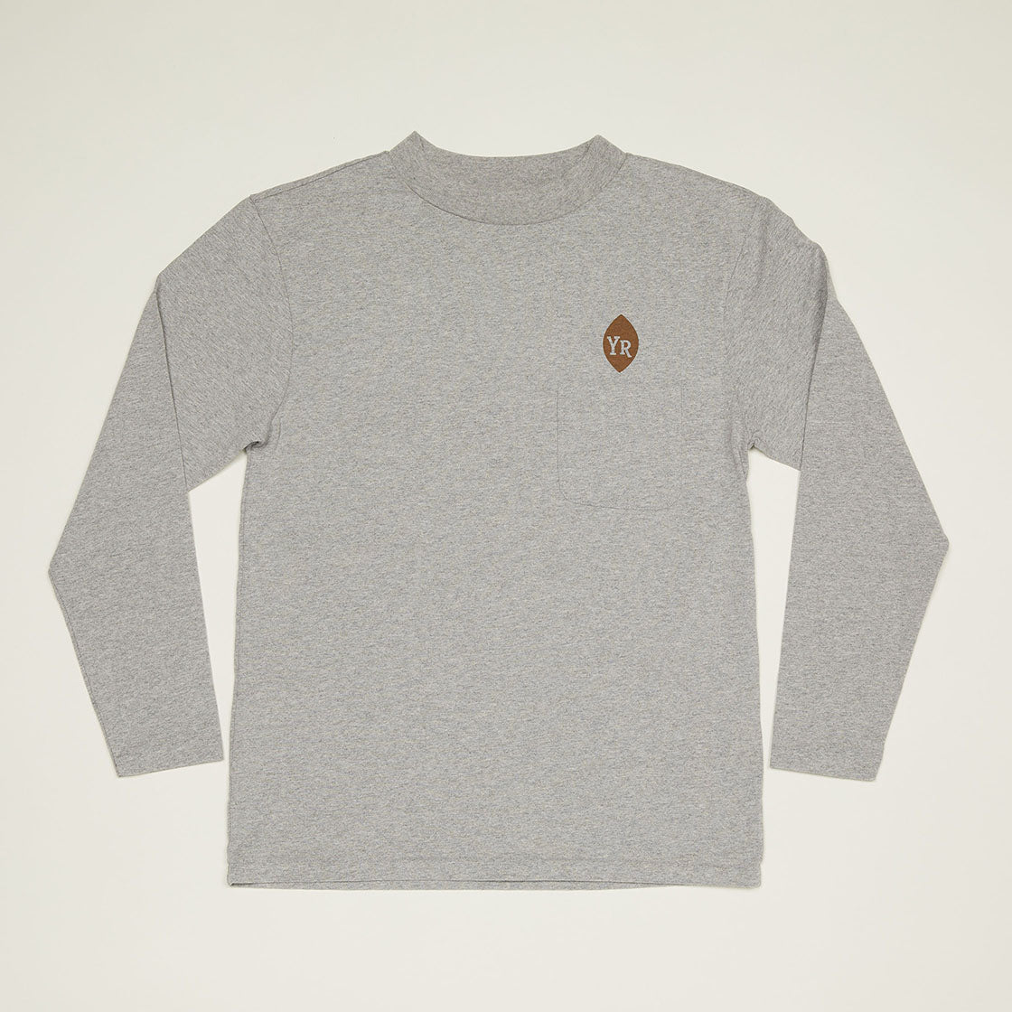 YR Flower Mock Neck Long Sleeve T-Shirt (Heather Gray)