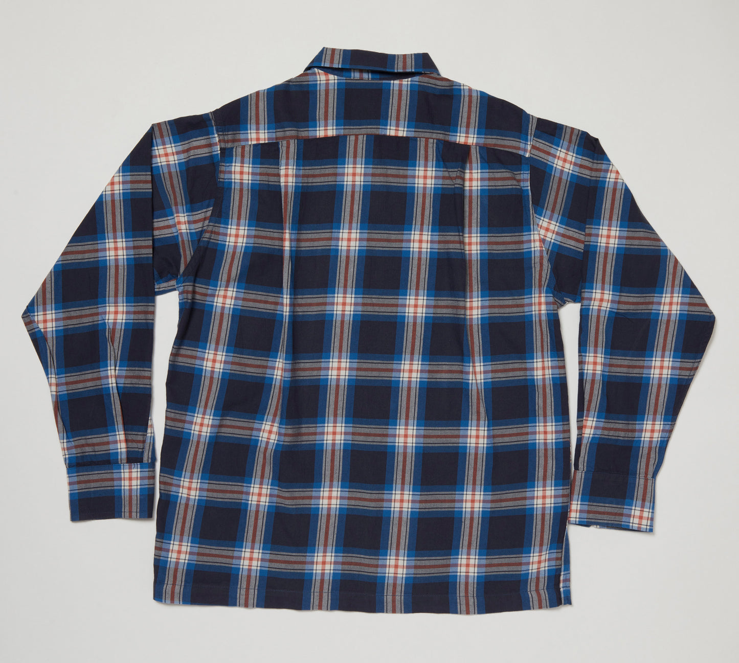 Round Collar Long Sleeve Shirt III (Navy x Red)