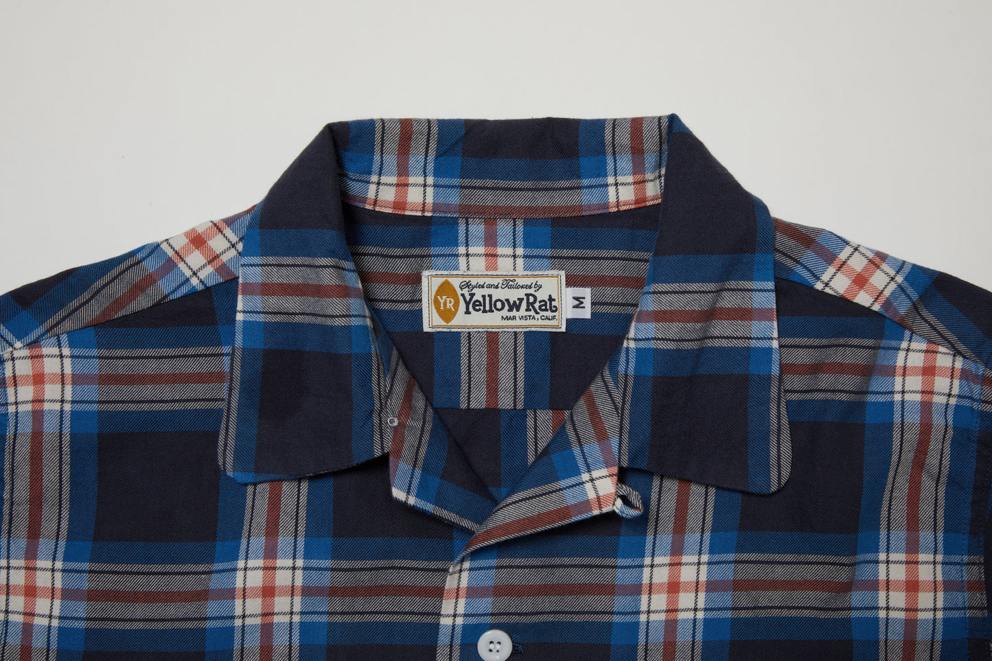 Round Collar Long Sleeve Shirt III (Navy x Red)