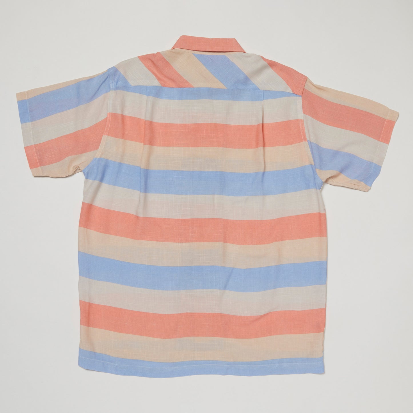 Round Collar Shirt (Blue x Peach)