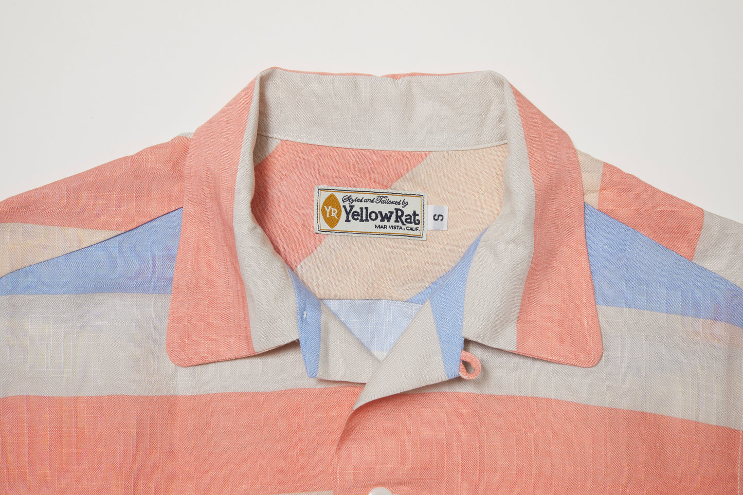 Round Collar Shirt (Blue x Peach)