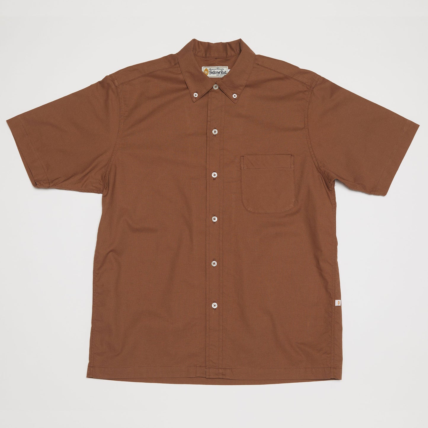 Converitble Collar Button-down Shirt (Brown)