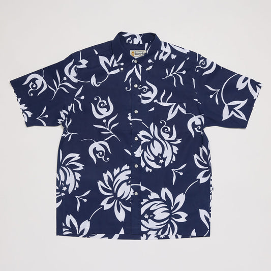 Convertible Collar Button-down Shirt (Flower Print)