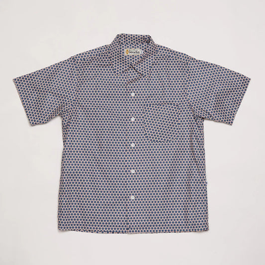 50s Round Collar Shirt (Blue)