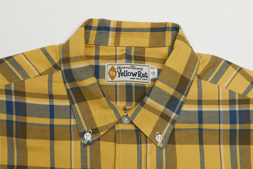 Convertible Collar Button-down Shirt (Yellow x Navy)