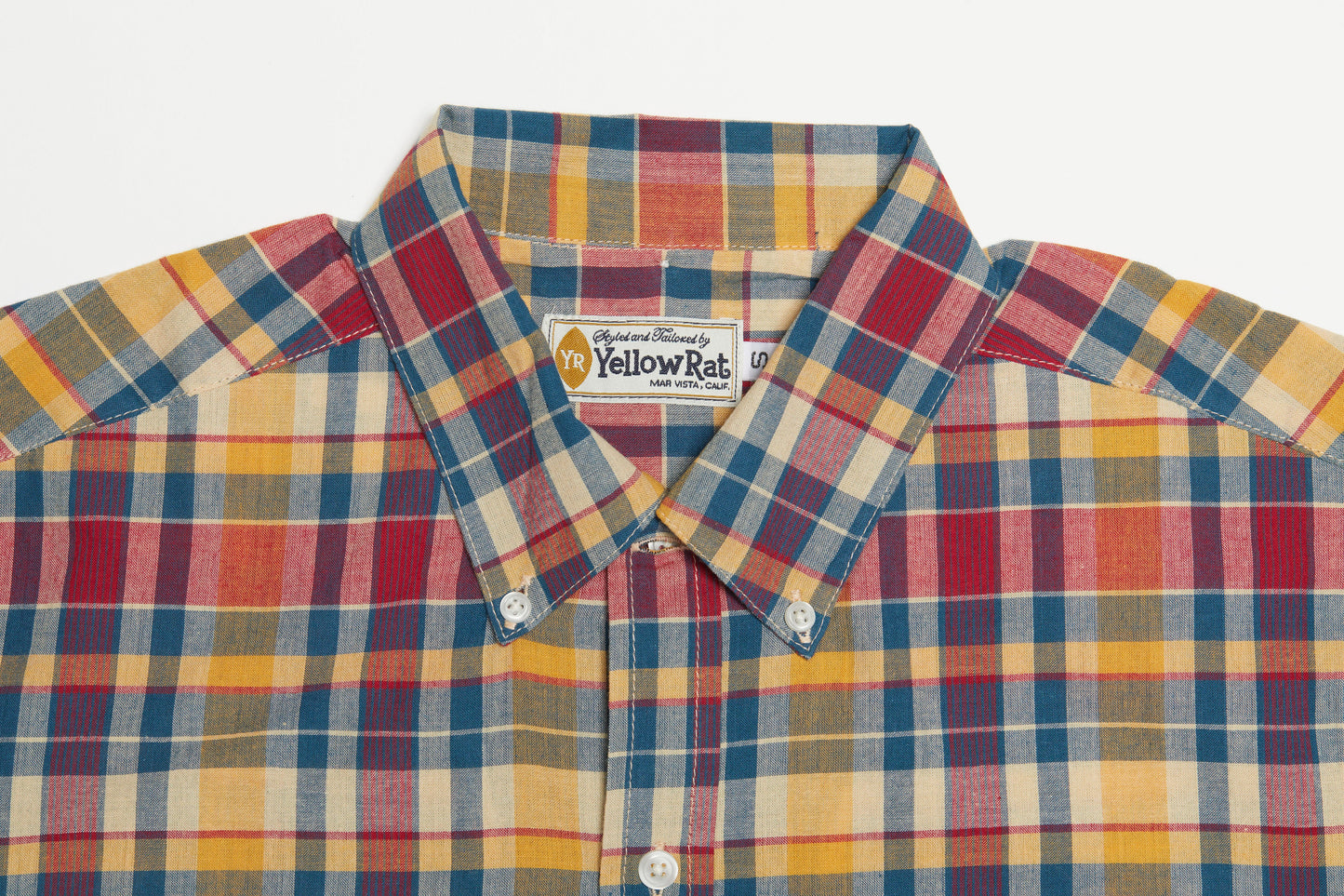 Convertible Collar Button-down Shirt (Navy x Red)