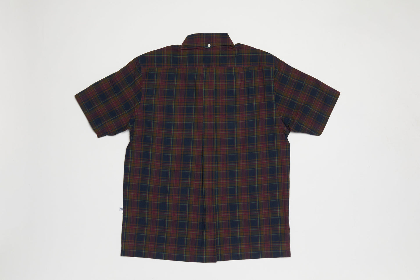 Convertible Collar Button-down Shirt (Navy x Moss)