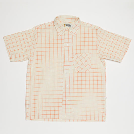 Round Collar Shirt (Orange x Natural)