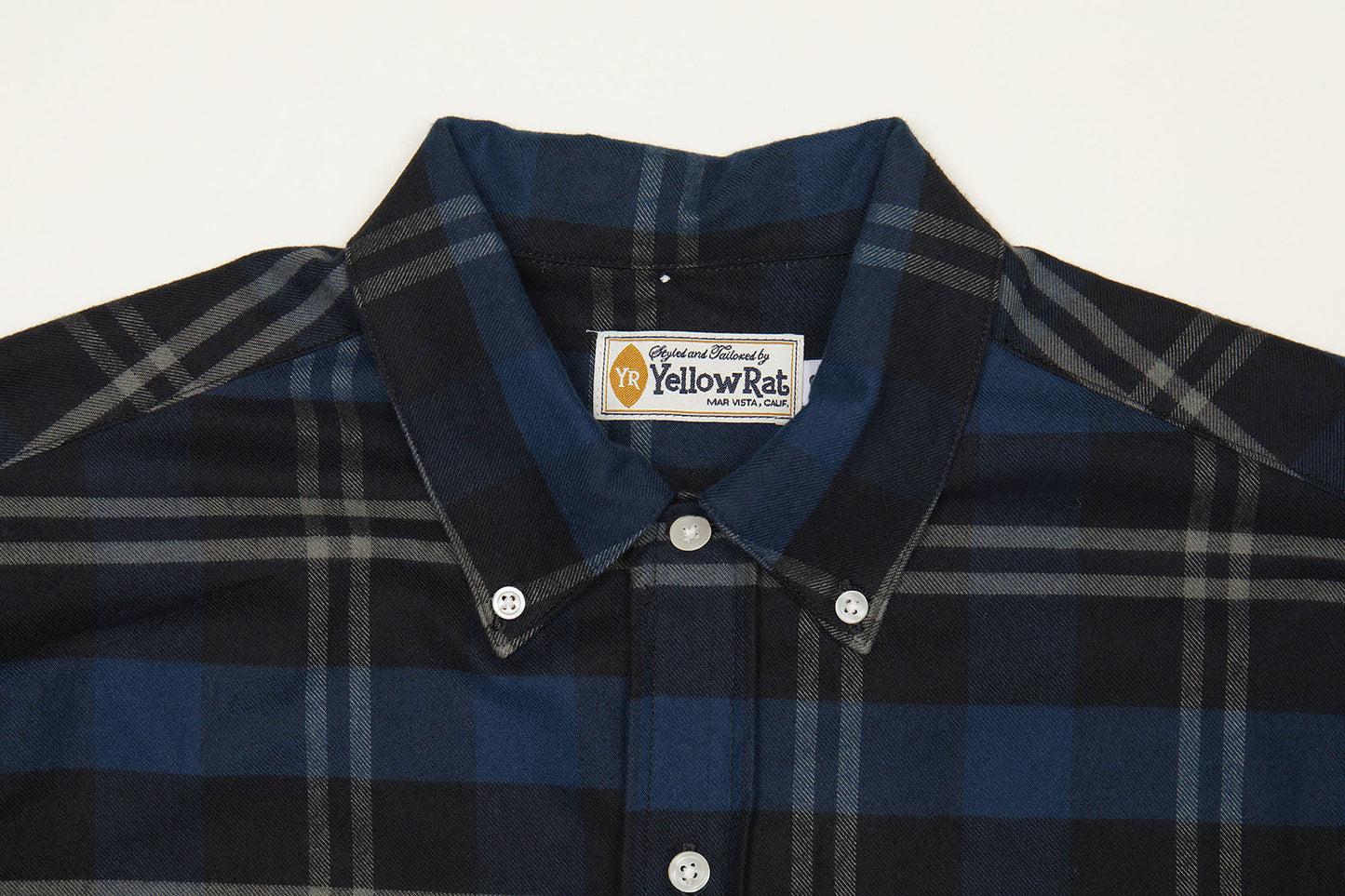 Convertible Collar Button-down Shirt (Navy x Black)