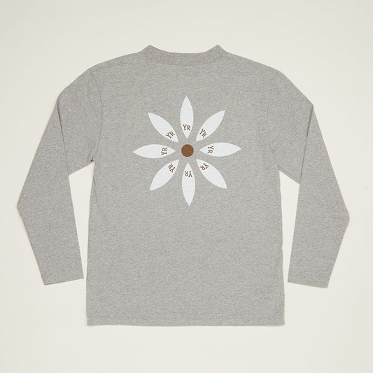 YR Flower Mock Neck Long Sleeve T-Shirt (Heather Gray)