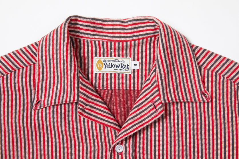 Convertible Collar Button-down in Striped Flannel (Black)