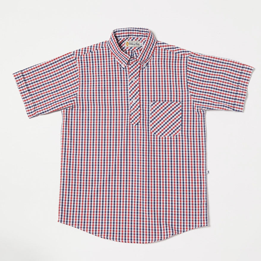 Pull-over Button-down Shirt II (Navy x Red)