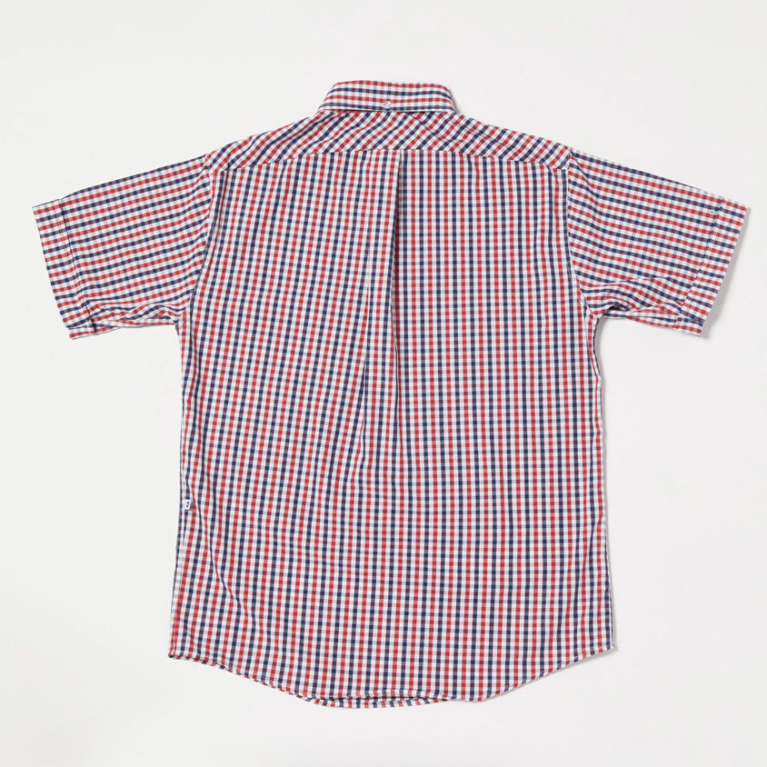 Pull-over Button-down Shirt II (Navy x Red)