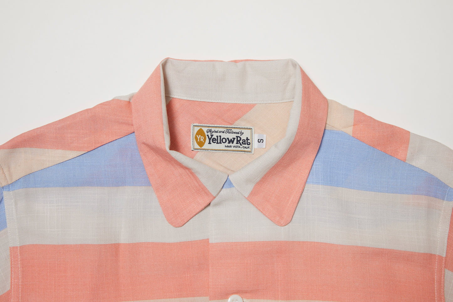 Round Collar Shirt (Blue x Peach)